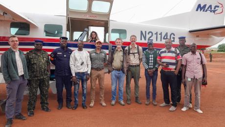 The African Parks Network team with the Labe airfield authorities.